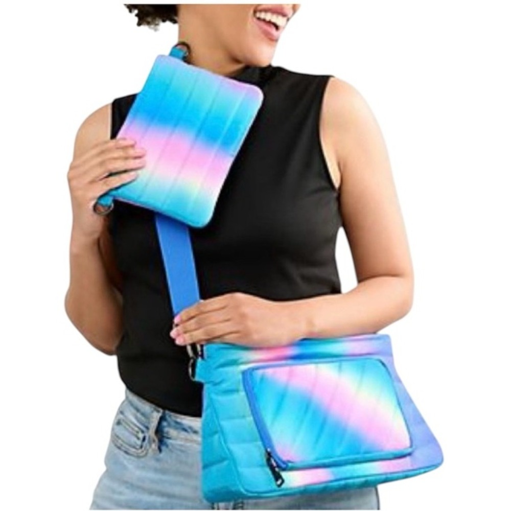 Think Royln Bank Street XL Crossbody bag set Blue Lagoon Ombre $195 Retail NWT